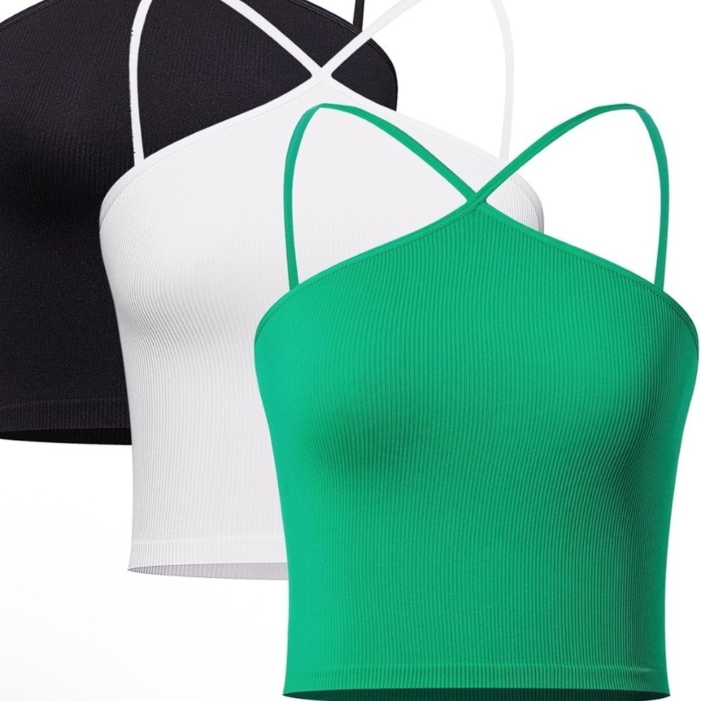 Women's Strappy White, and Green Tops (041)
